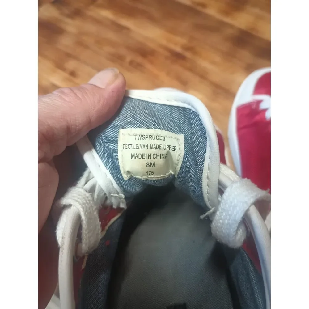 Tommy Hilfiger TWSPRUCE3‎ Womens Sneaker- Red and White Canvas 8M Lace Up